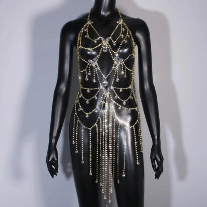 Fringed Butterfly Skirt Top Women Bra Jewelry Dress Rhinestone New Summer Pendant Bathing Sexy Bodysuit Panties Swim Bikini 2024