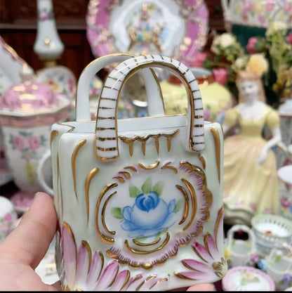 Ceramics Flower Jewelry Storage Box Vase Teapot Flower Basket Jewelry Case Storage Jewelry Organizer Display Home Decor Ornament