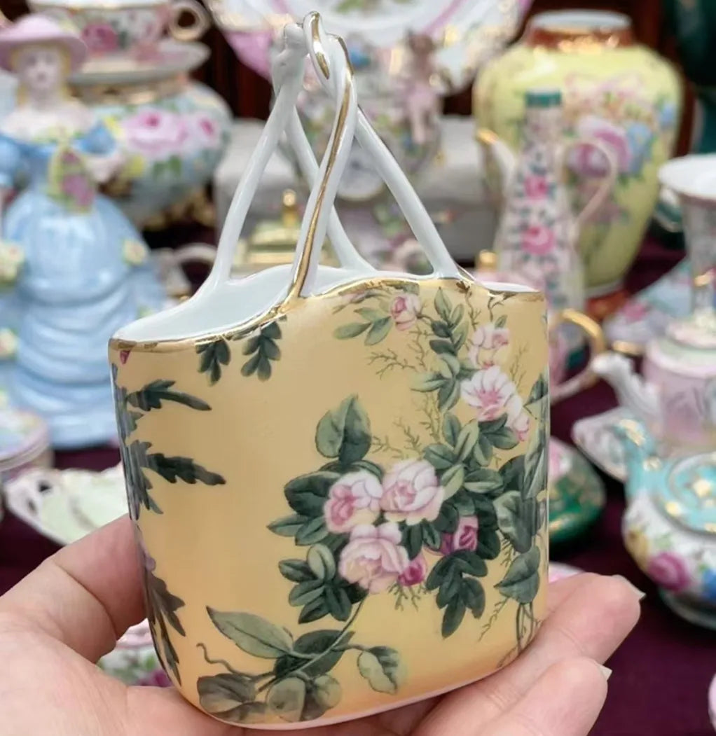 Ceramics Flower Jewelry Storage Box Vase Teapot Flower Basket Jewelry Case Storage Jewelry Organizer Display Home Decor Ornament