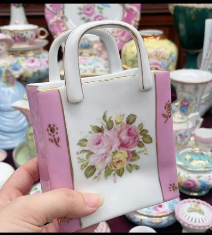 Ceramics Flower Jewelry Storage Box Vase Teapot Flower Basket Jewelry Case Storage Jewelry Organizer Display Home Decor Ornament